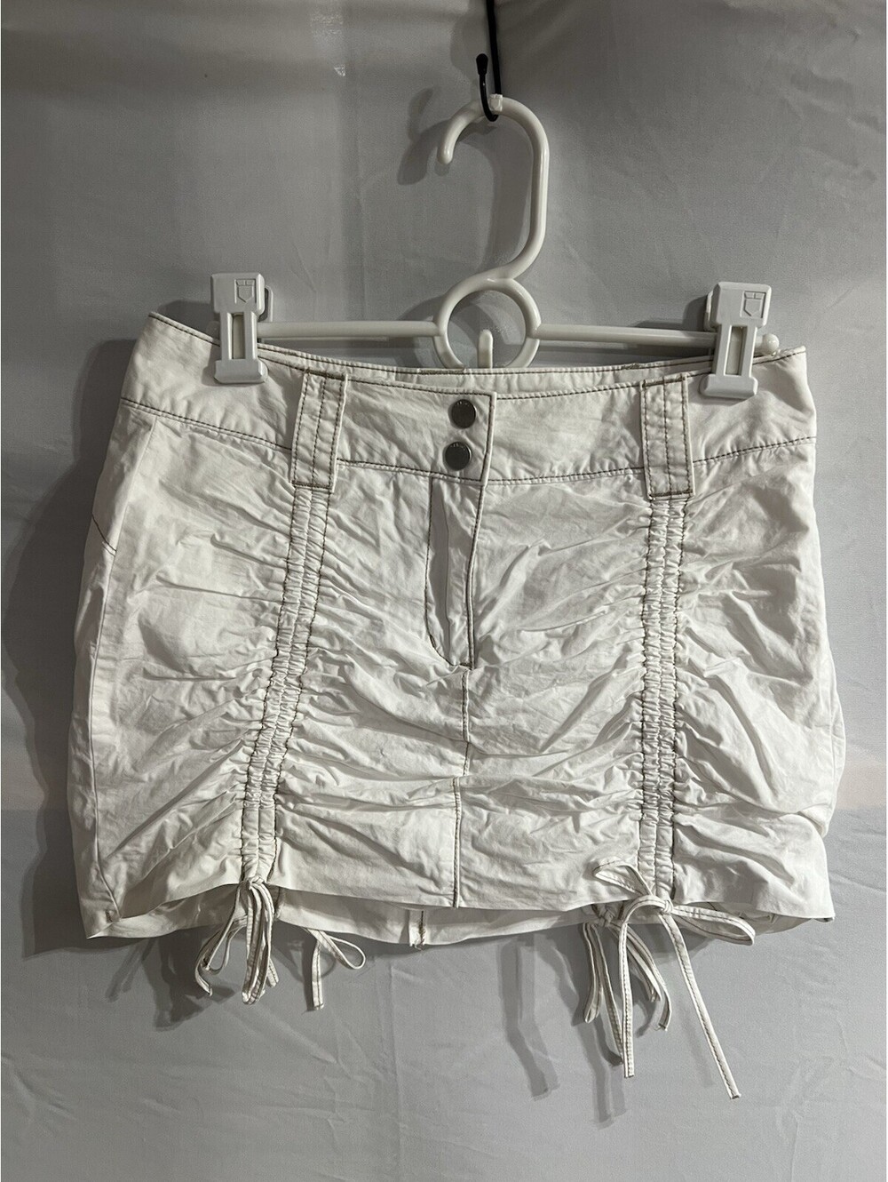 Garage Ruched Drawstring Utility White Mini Skort TP/XS